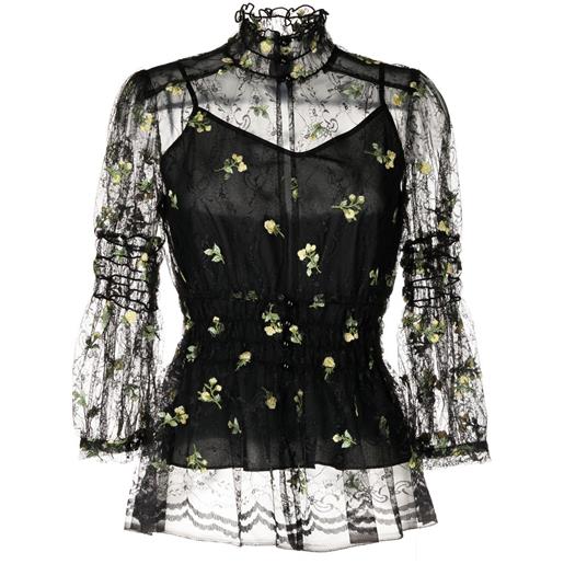 Anna Sui blusa a fiori - nero