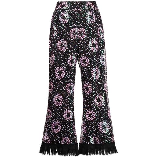 Anna Sui pantaloni crop con paillettes - nero