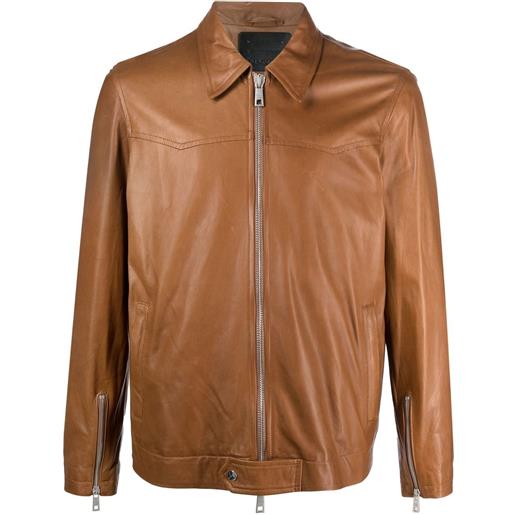 Giorgio Brato giacca con zip in pelle - marrone