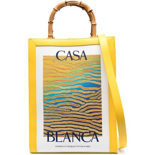 Casablanca borsa tote con stampa casa ange de jour - giallo