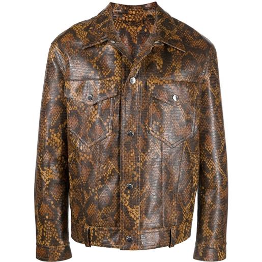 Nanushka giacca-camicia con effetto serpente - marrone