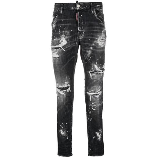 Dsquared2 jeans con effetto schiarito - nero