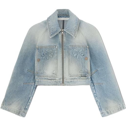 Palm Angels giacca denim paris crop - blu