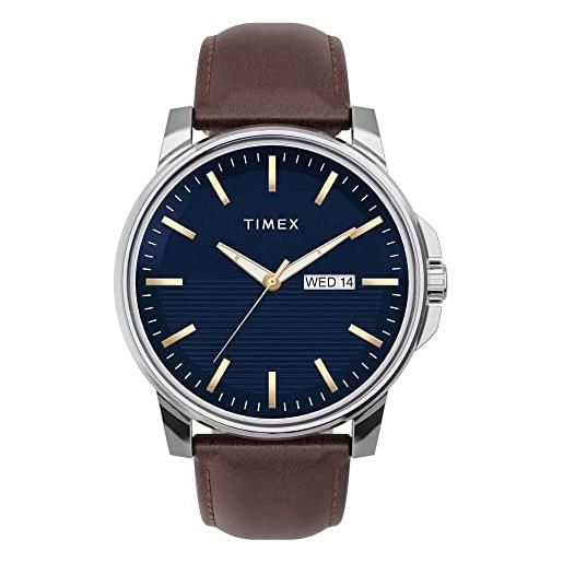 Timex orologio analogico al quarzo uomo con cinturino in pelle tw2v79200