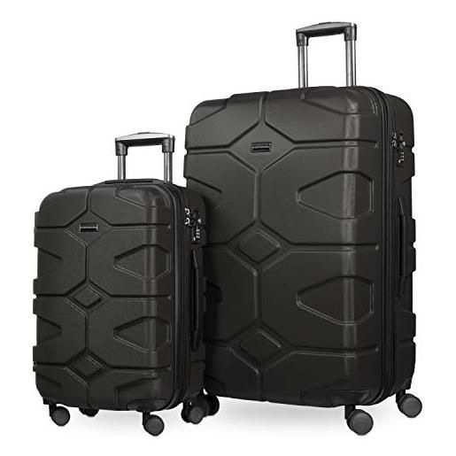 Hauptstadtkoffer - x-kölln - set 2 bagagli rigidi espandibile, valigie cabina e grande (s & l), nero