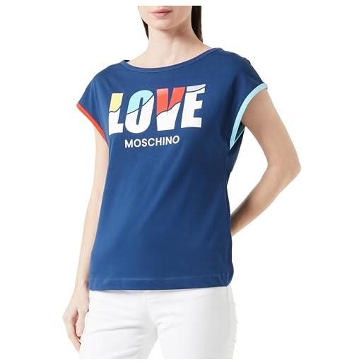 Love Moschino boxy fit-maglietta a maniche corte t-shirt, nero, 52 donna