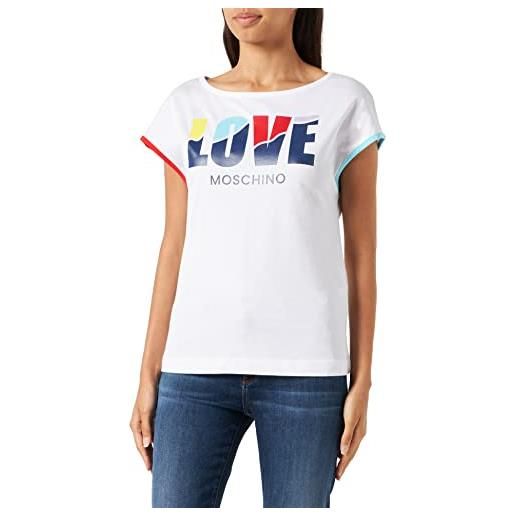 Love Moschino boxy fit-maglietta a maniche corte t-shirt, bianco, 50 donna