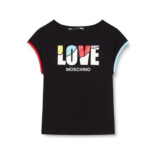 Love Moschino boxy fit-maglietta a maniche corte t-shirt, blu, 50 donna