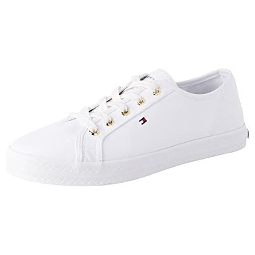 Tommy Hilfiger sneakers vulcanizzate donna essential nautical scarpe, bianco (white), 41 eu