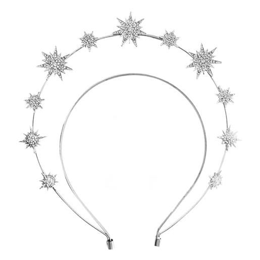 Zoestar fascia per capelli con corona halo con stella di cristallo, accessorio per capelli per donne e ragazze, 1 pezzo (argento 1)