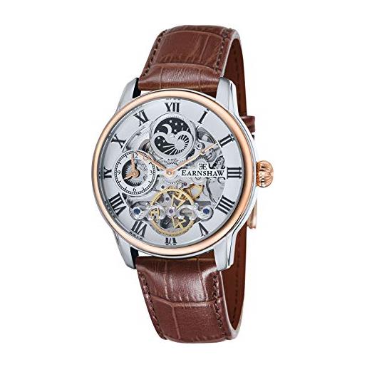 Thomas Earnshaw longitude es-8006-03, orologio da polso analogico da uomo, cinturino in pelle, colore marrone