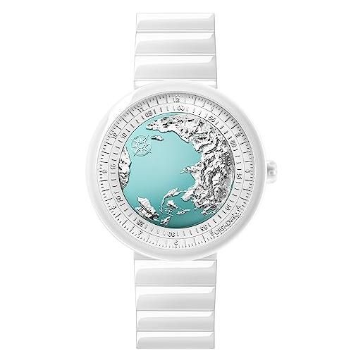 CIGA Design orologio automatico donna - blue planet ice age u series orologio da polso in ceramica di moda, vetro zaffiro, con cinturino in ceramica e silicone