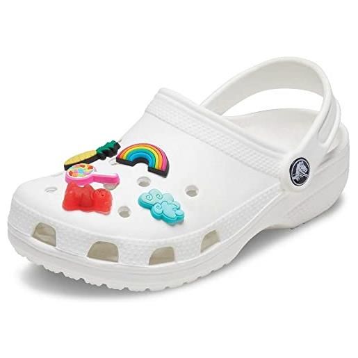 Crocs happy gummy 5 pack shoe charms, multicolor, one size classic clog, unisex - adulto, bianco (white), 38/39 eu