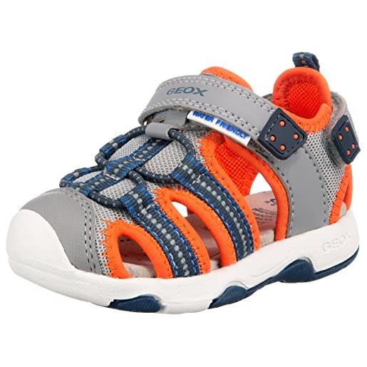 Geox b sandal multy boy b, sandali bambini e ragazzi, grigio/arancione (grey/fluo orange), 26 eu