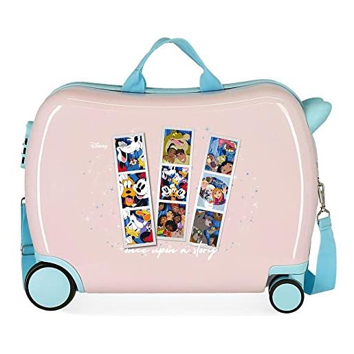 Disney 100 once upon a story valigia per bambini rosa 50x38x20 cm abs rigido chiusura laterale con combinazione 34l 1,8 kg bagaglio a mano 2 ruote