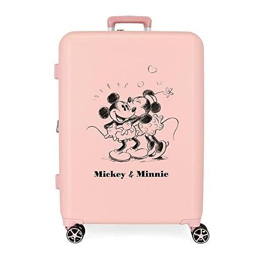 Disney valigia media Disney mickey & minnie kisses nude 48x70x26 cm abs rigido chiusura tsa integrata 88l 3,98 kg 4 doppie ruote