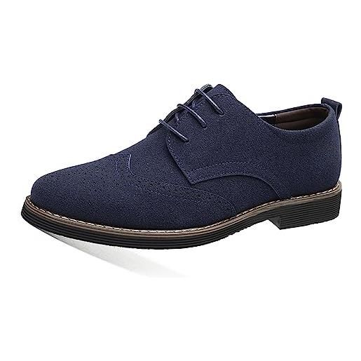 Aro Lora scarpe da sposa da uomo brogue scarpe da tuta derby con lacci oxfords classic business scarpe, blu, 42 eu