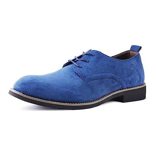 Aro Lora scarpe da sposa da uomo brogue scarpe da tuta derby con lacci oxfords classic business scarpe, blu, 46 eu