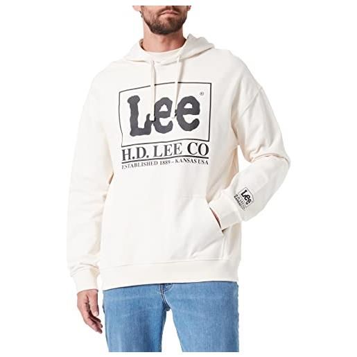 Lee felpa con cappuccio con logo largo, natur, m uomo