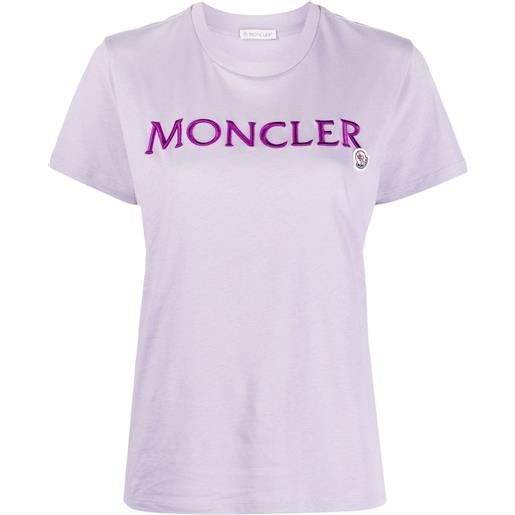 Moncler t-shirt con ricamo - viola