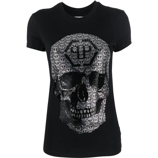 Philipp Plein t-shirt 3d skull con scollo rotondo - nero