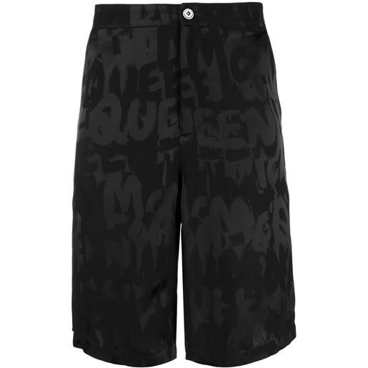 Alexander McQueen shorts graffiti con logo jacquard - nero