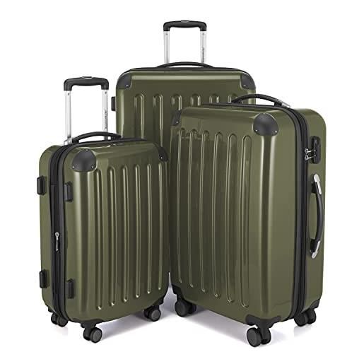Hauptstadtkoffer - alex - set di 3 valigie, valigie rigide, trolley, bagaglio da viaggio opaco, set da viaggio, tsa, 4 ruote doppie (s, m e l), avocado
