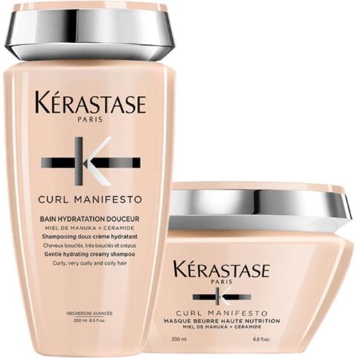 Kérastase kerastase curl manifesto bain hydratation doucheur+masque 250+200ml shampoo+maschera idratanti capelli ricci crespi