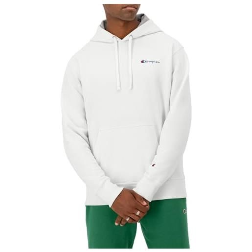 Champion powerblend fleece hoodie felpa con cappuccio, blu (navy scritta sul petto sinistra), xxl uomo