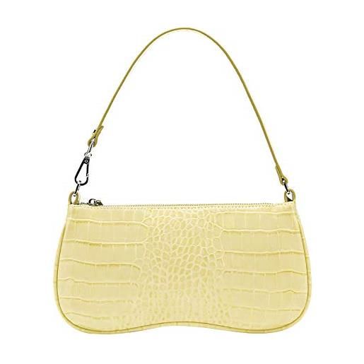 JW PEI borsa a tracolla da donna in finta pelle con crocodile purse classic pochette, giallo chiaro, small