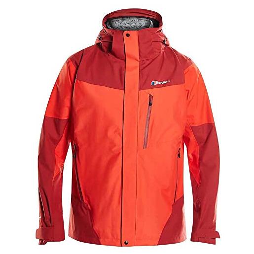 Berghaus uk arran - giacca impermeabile 3 in 1 da uomo, uomo, 421695ap6, volcano/red dahlia, xs