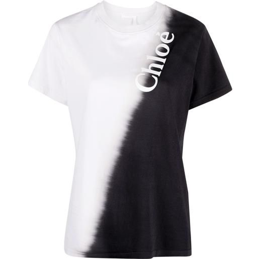 Chloé t-shirt bicolore con stampa - grigio
