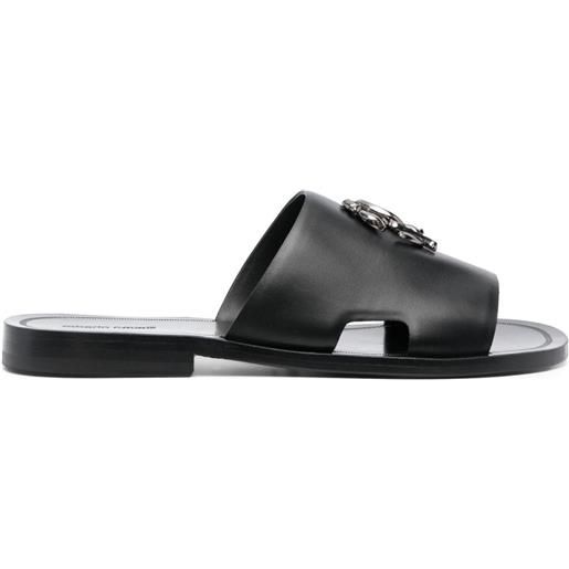 Roberto Cavalli sandali slides con placca logo - nero