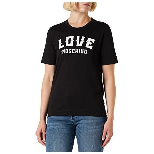 Love Moschino maglietta a maniche corte con vestibilità regolare t-shirt, nero, 46 donna