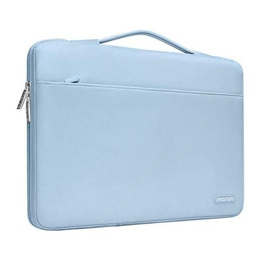 MOSISO laptop sleeve 360 protettivo compatibile con mac. Book air 15 m2 a2941 2023/pro 16 2023-2019 m3 a2991 m2 a2780 m1 a2485/pro 15,15-15,6 pollici notebook, borsa con carrello belt, airy blue