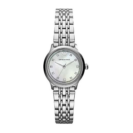 Emporio Armani orologio analogico quarzo donna con cinturino in acciaio inossidabile ar1803, grigio argento