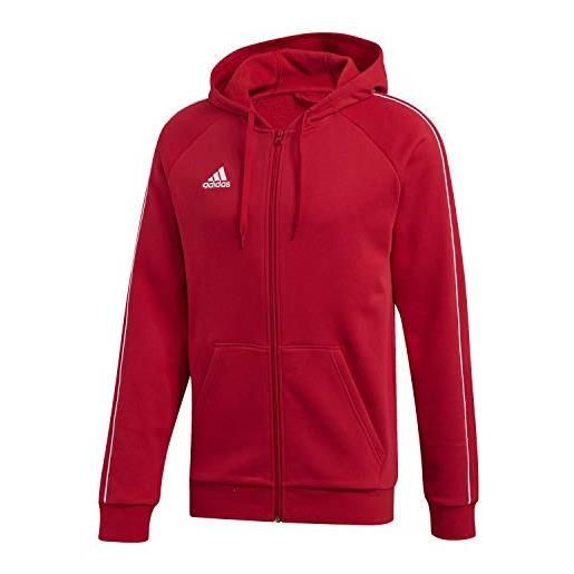 adidas core 18 fullzip hoody, felpa con cappuccio uomo, rosso (power red/white), s