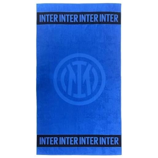 Inter telo mare premium, 180x100cm, asciugamano 100% cotone, logo Inter, made in italy, colore blu