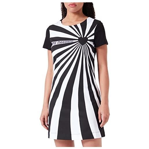 Love Moschino short-sleeved a-line dress, bianco nero, 44 donna