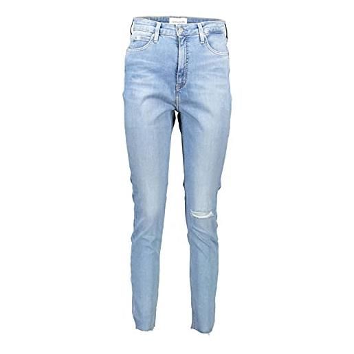 Calvin Klein. High rise super skinny ankle, jeans, donna, 28w short, blu (denim light)