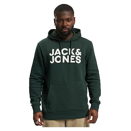 JACK & JONES jjecorp logo sweat hood noos felpa, verde (pine grove), l uomo