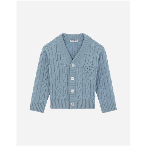 Dolce & Gabbana cable-knit cardigan with dg logo patch