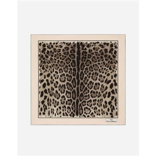 Dolce & Gabbana foulard 70x70 in twill stampa leopardo
