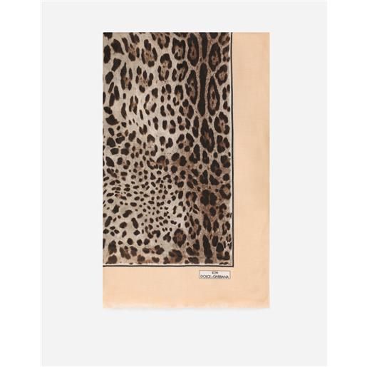 Dolce & Gabbana sciarpa 135 x 200 in modal e cashmere stampa leopardo