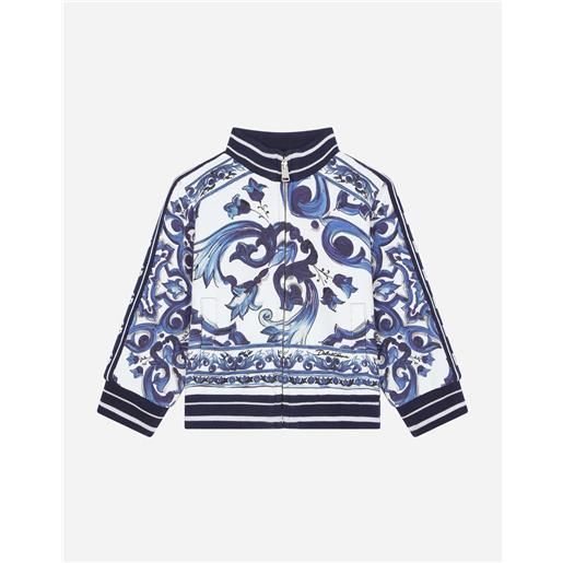 Dolce & Gabbana felpa con zip in jersey stampa maiolica