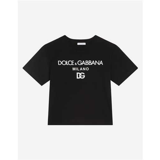 Dolce & Gabbana t-shirt girocollo in jersey ricamo dg milano