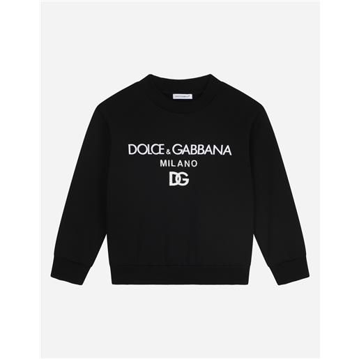 Dolce & Gabbana felpa girocollo in jersey con ricamo dg milano