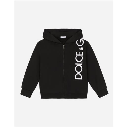 Dolce & Gabbana felpa zip con cappuccio in jersey stampa logo
