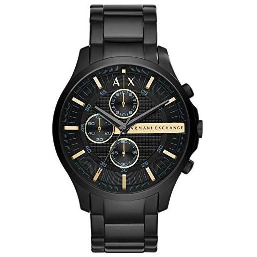 Armani Exchange orologio da uomo, cronografo, cassa in acciaio inossidabile nero 46 mm con bracciale in acciaio inossidabile, ax2164