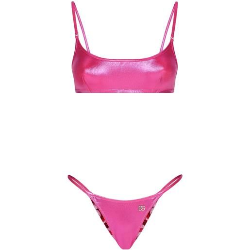 Dolce & Gabbana set bikini con effetto lucido - rosa